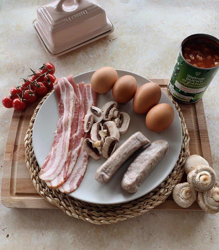 full english breakfast ingredients shot