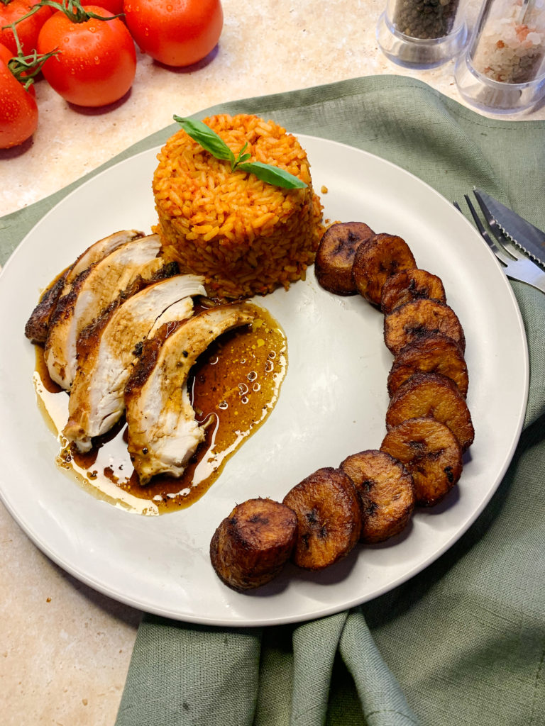 jollof and roast chicken