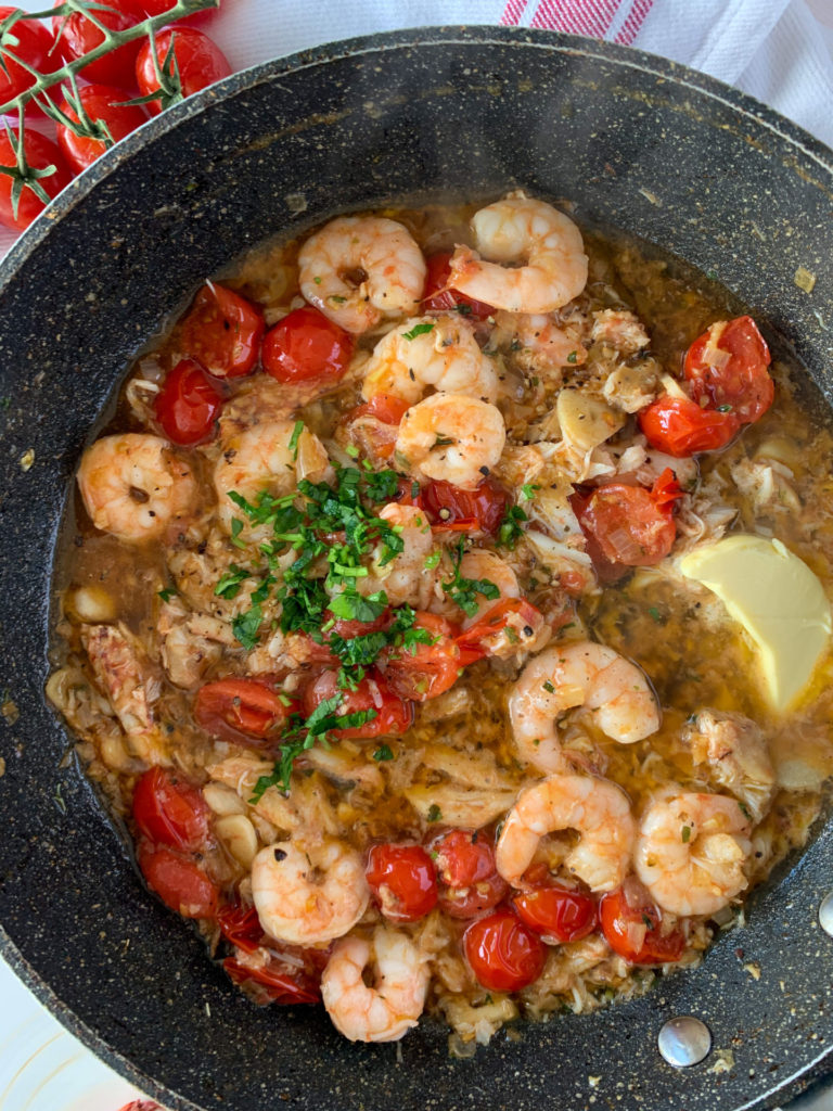 prawn and crab linguine 