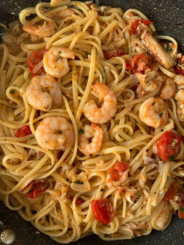 prawn and crab linguine 