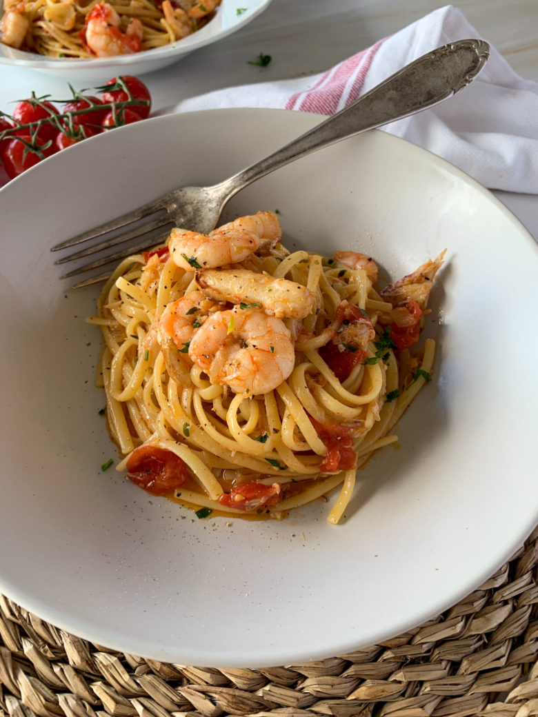 Prawn and Crab Linguine - Chilli & Life