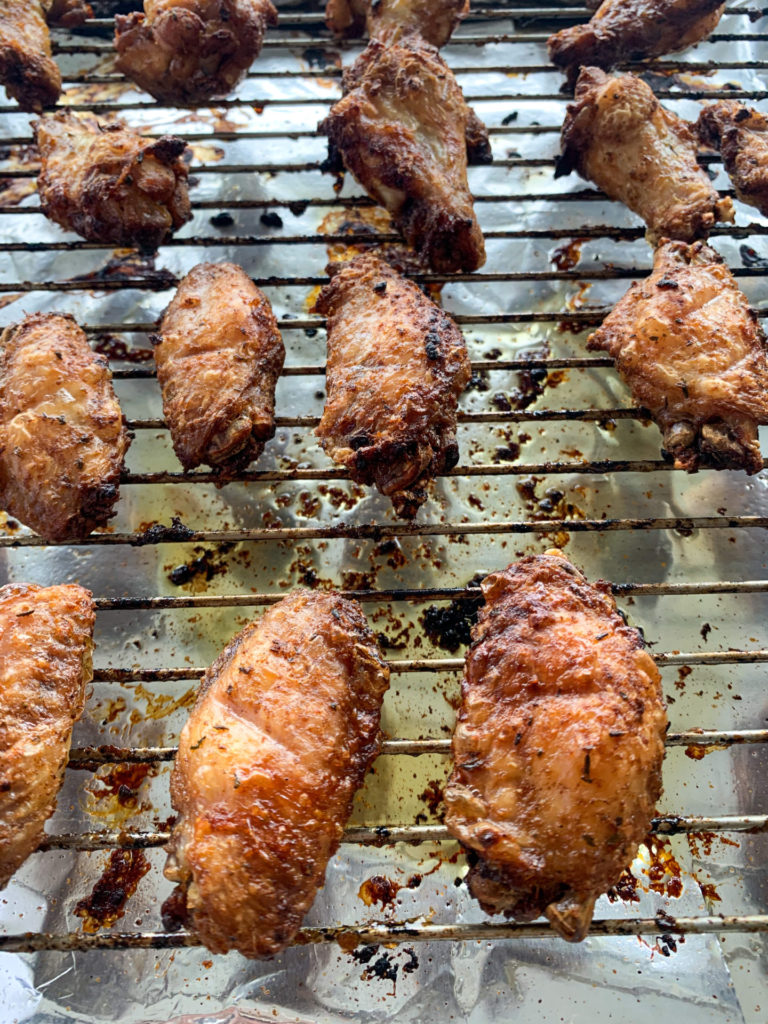 garlic and parmesan wings cooking