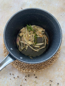 shallots rosemary and garlic frying