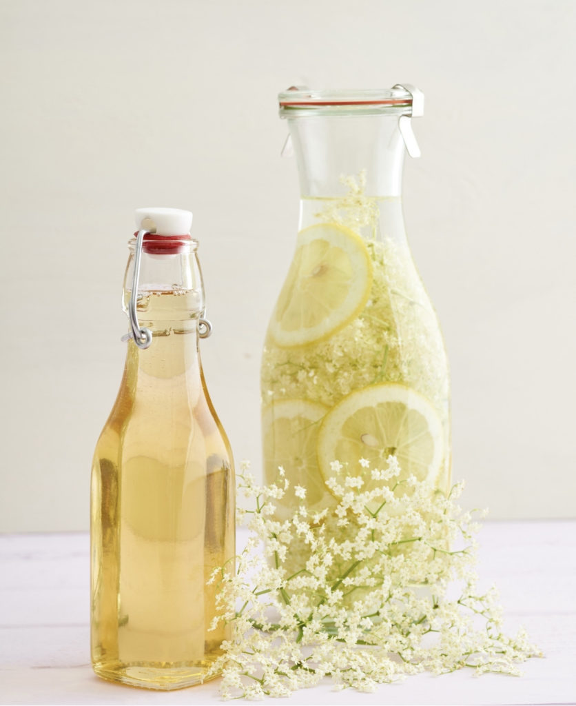 elderflower cordial and water