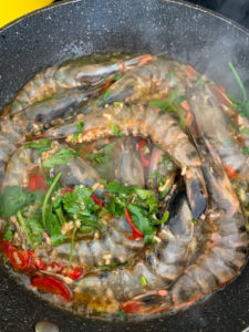 cooking prawns