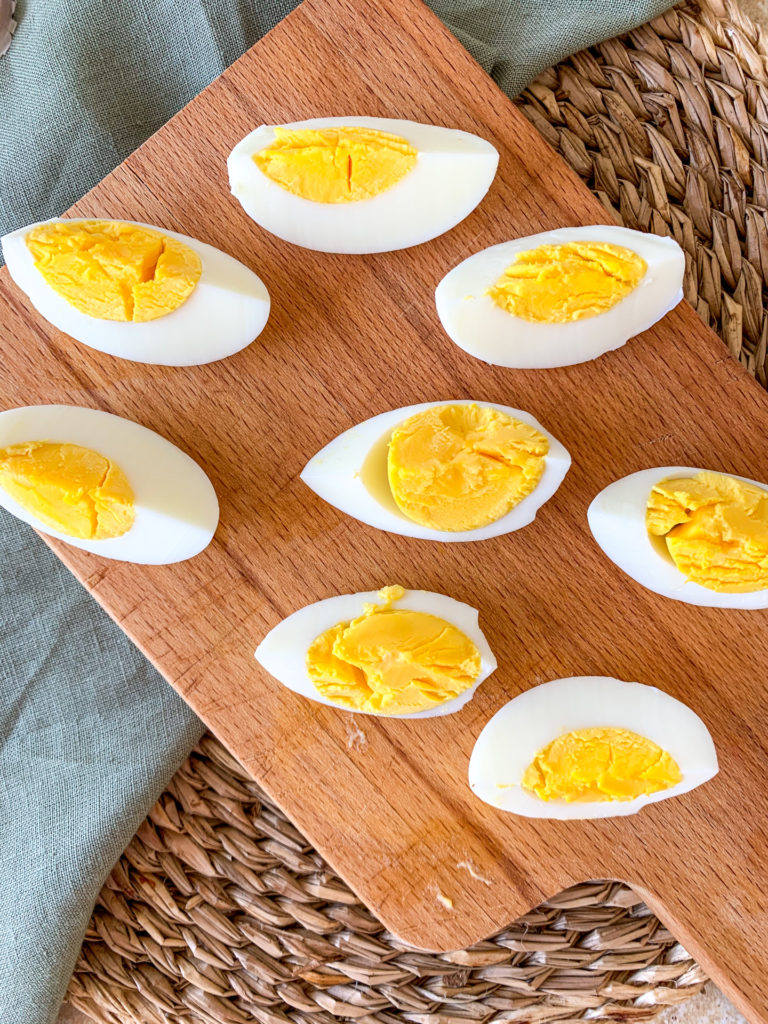 sliced boiled eggs