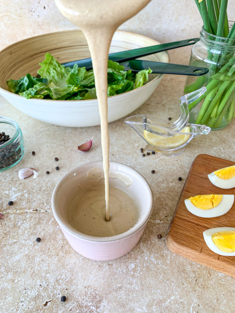 caesar dressing pour