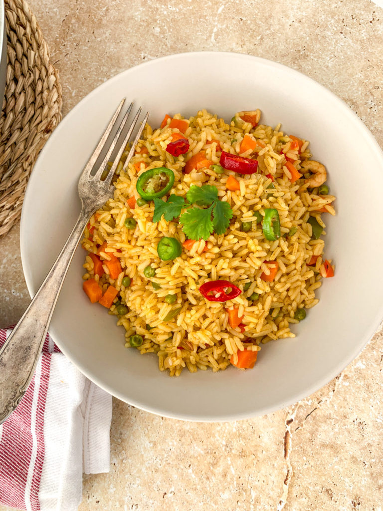 plated nigerian fried rice 