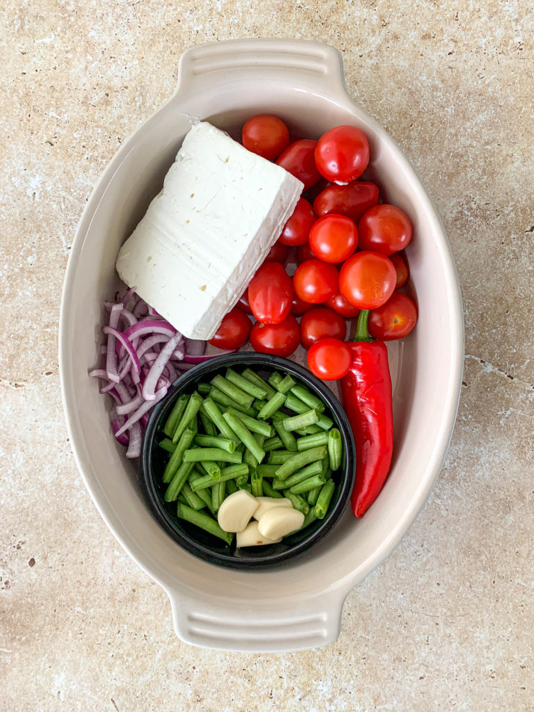 feta green beans red onion and cherry tomatoes 