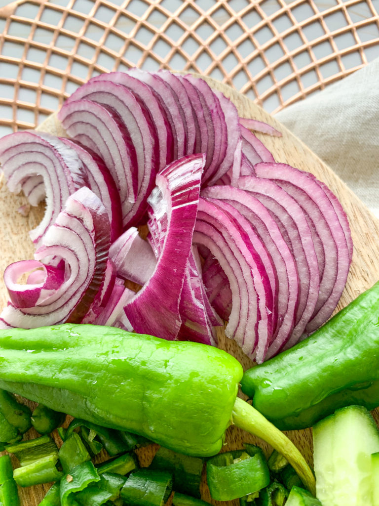 close up chopped vegetables