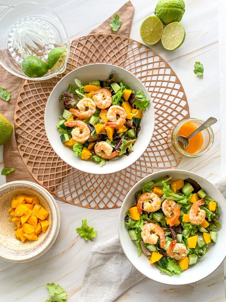 Super Refreshing Garlic and Lime Prawn Salad with Mango & Cucumber