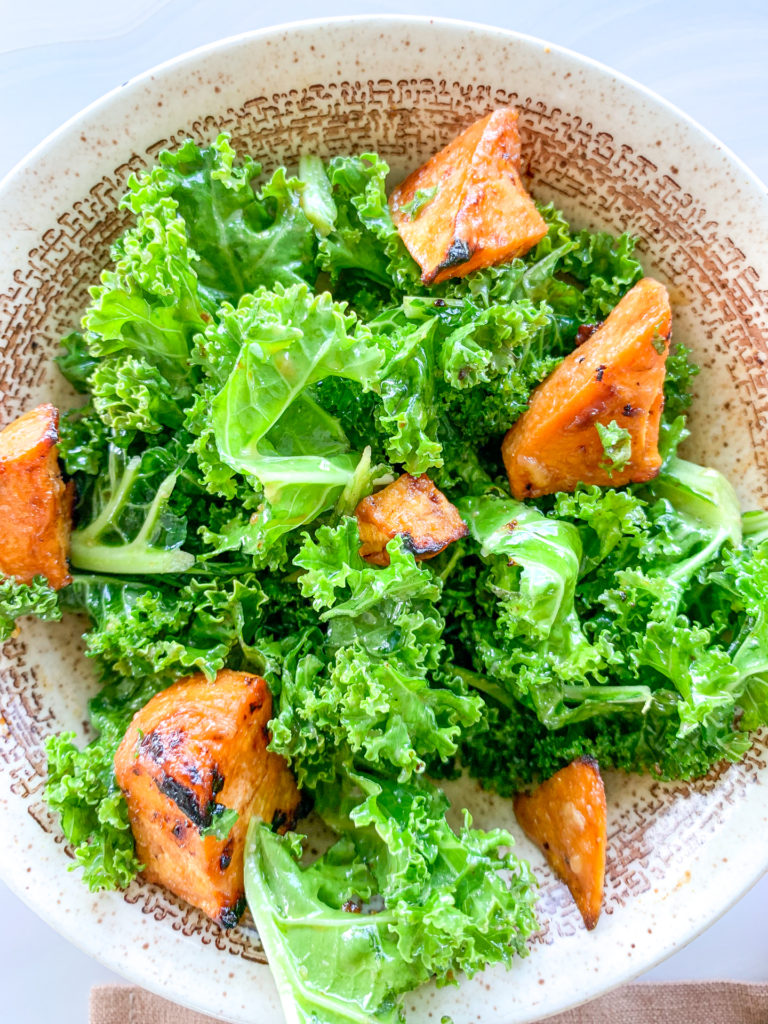 kale and sweet potato in bowl