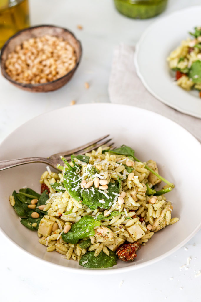 pesto orzo salad