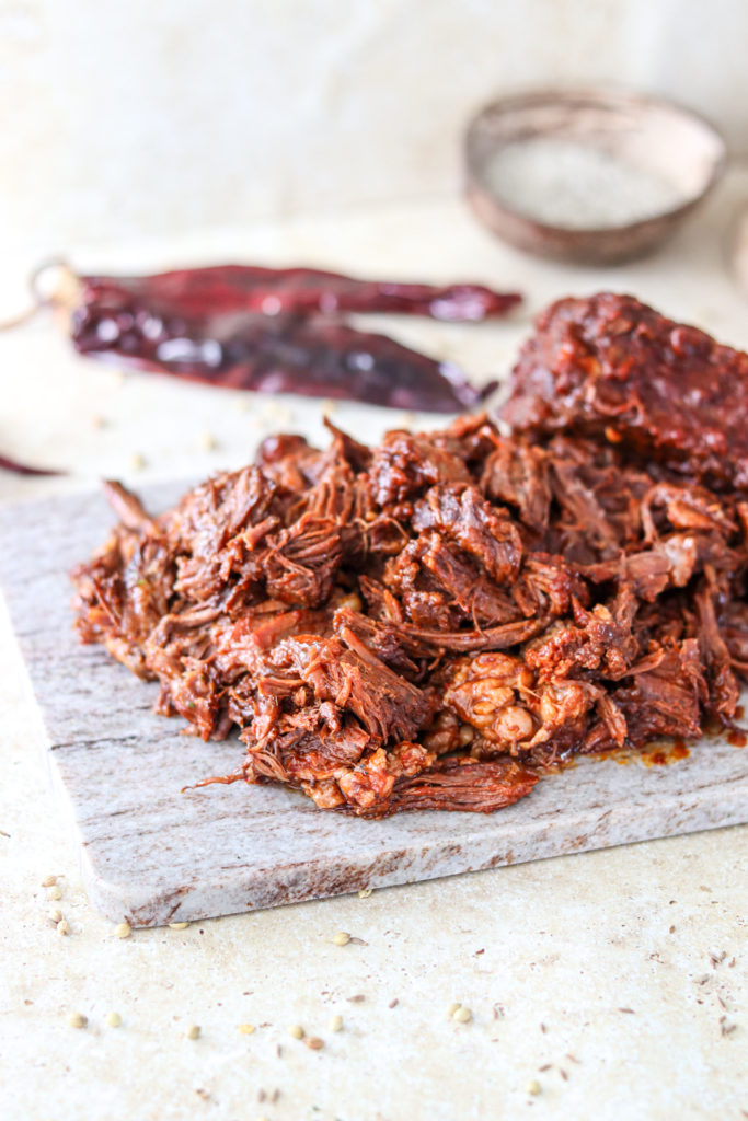 shredded birria meat