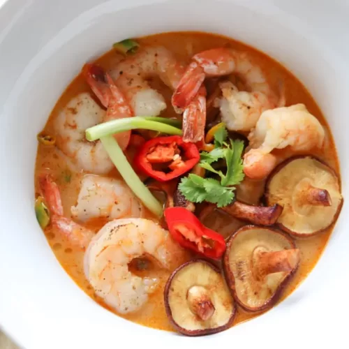 tom yum soup with shitake mushrooms