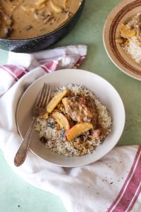 pork and apple casserole with rice