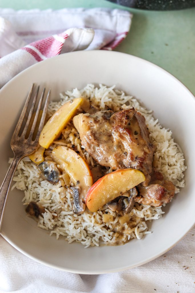 pork and apple casserole with rice