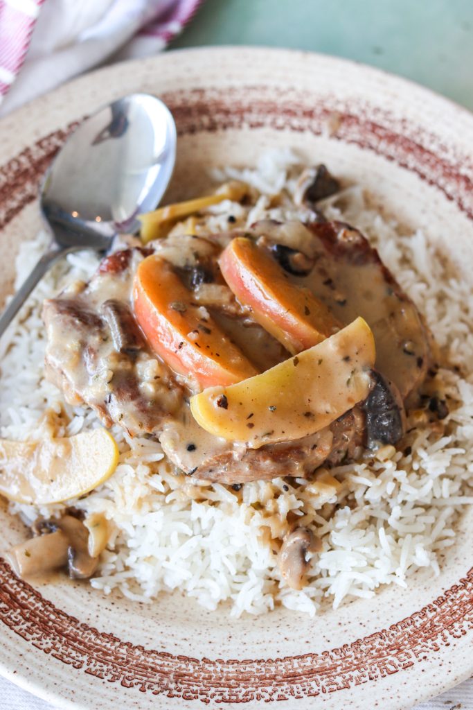 pork and apple casserole with rice