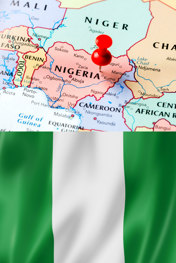 nigeria map and flag
