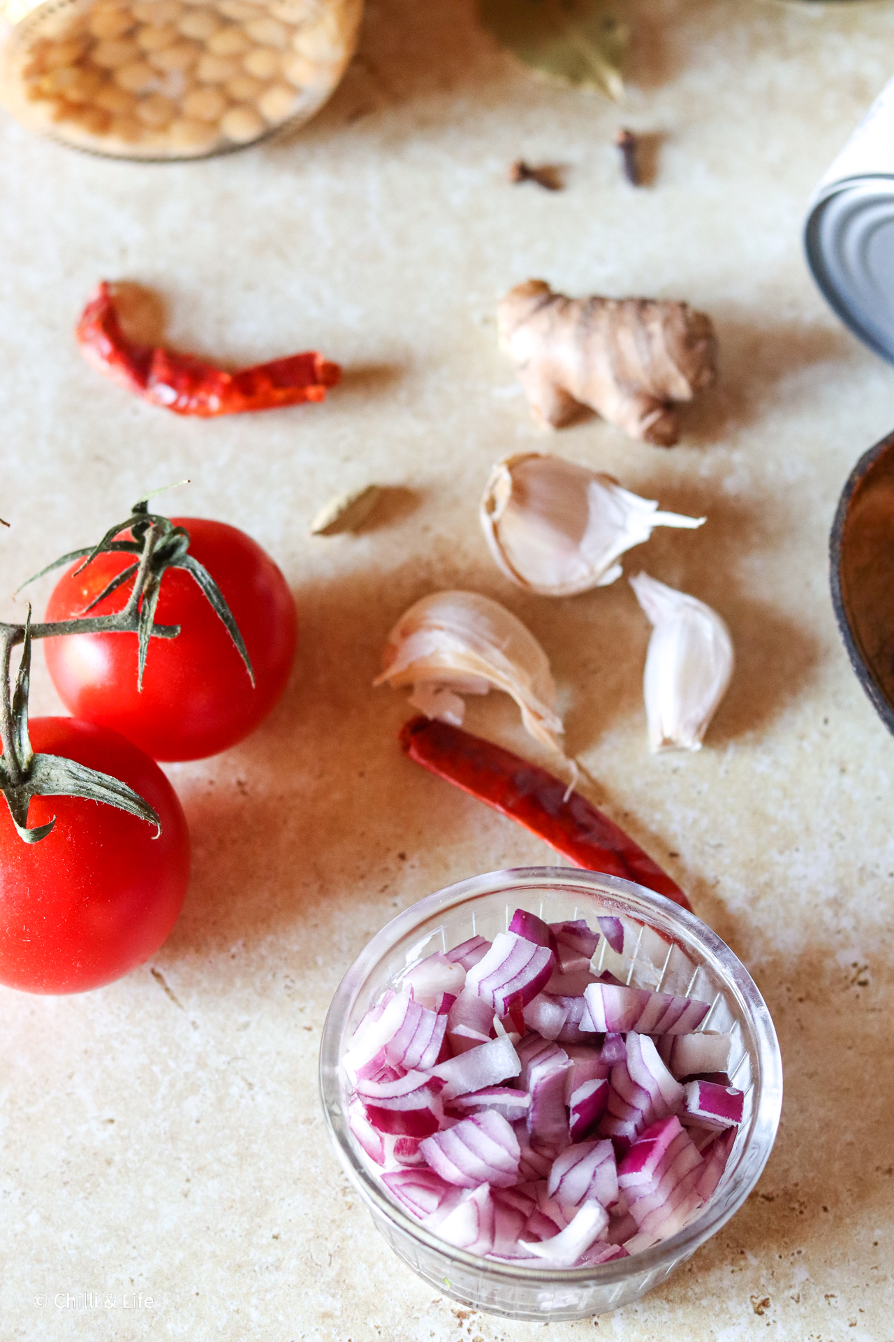 tomatoes onions ginger and garlic