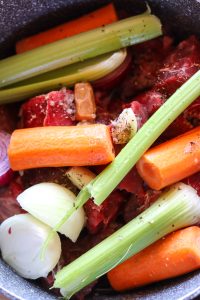 beef stock in pot