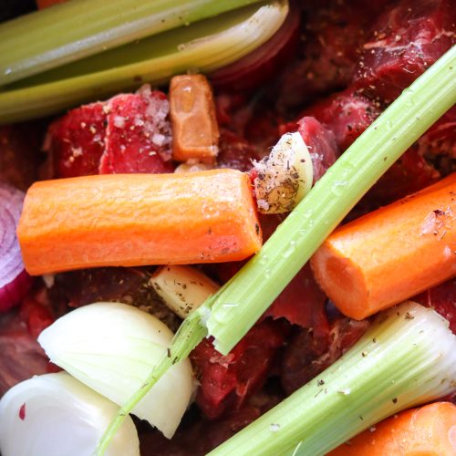 beef stock in pot