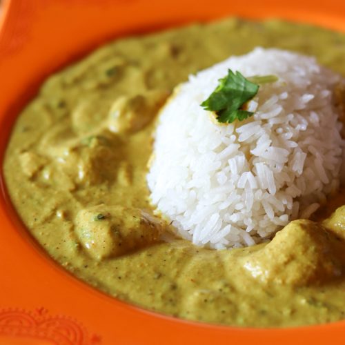 chicken korma with basmati rice