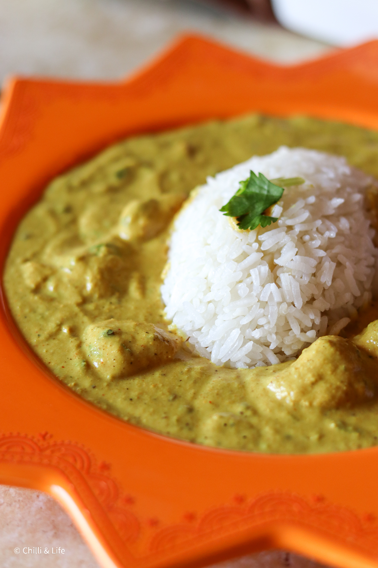 chicken korma with basmati rice