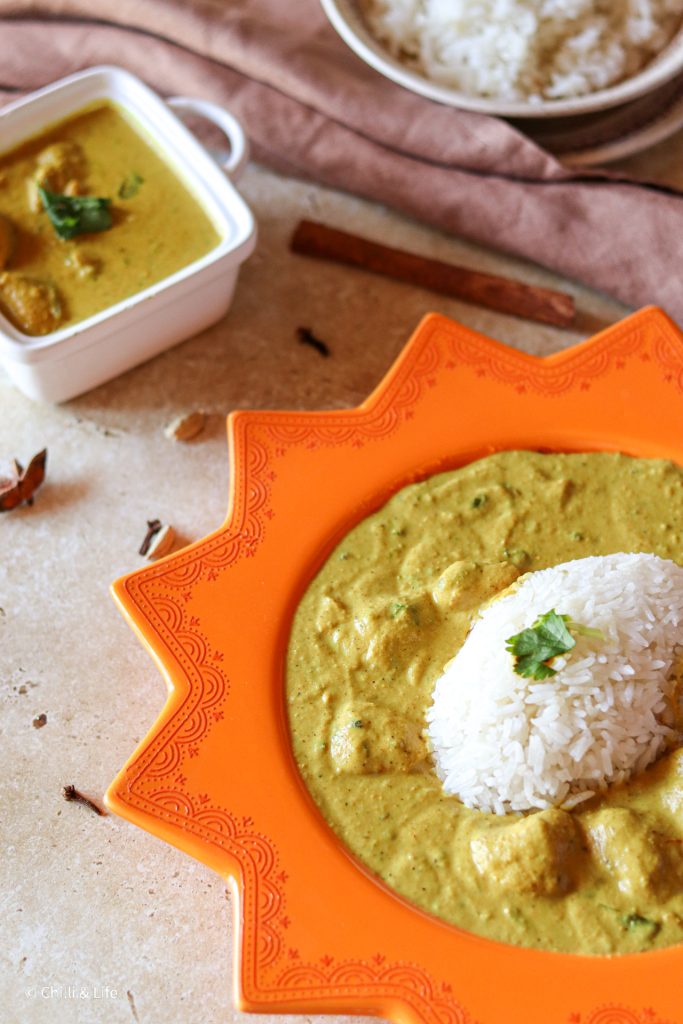 chicken korma with basmati rice