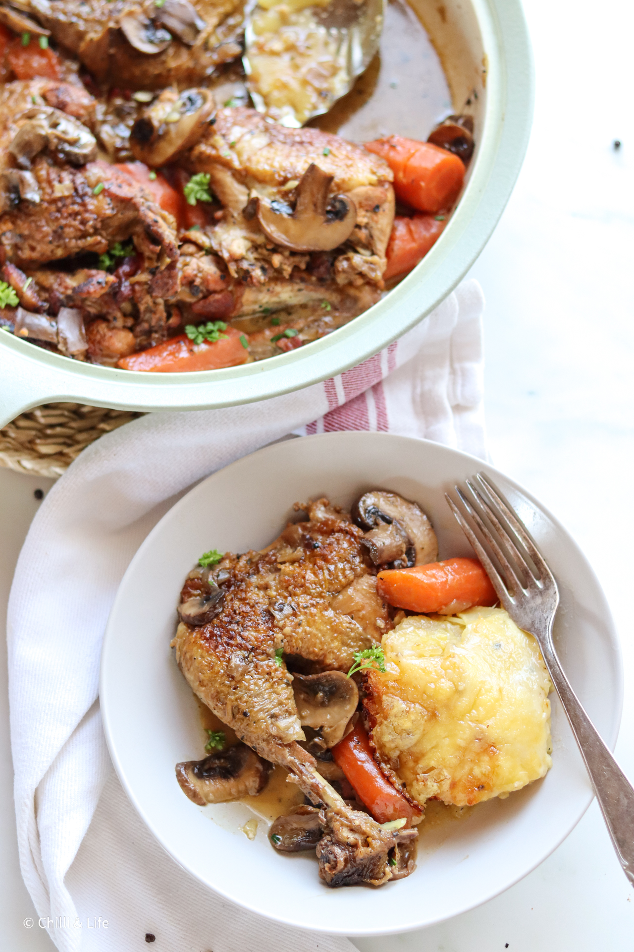 Coq au Vin Blanc – Slow Cooked Chicken in White Wine