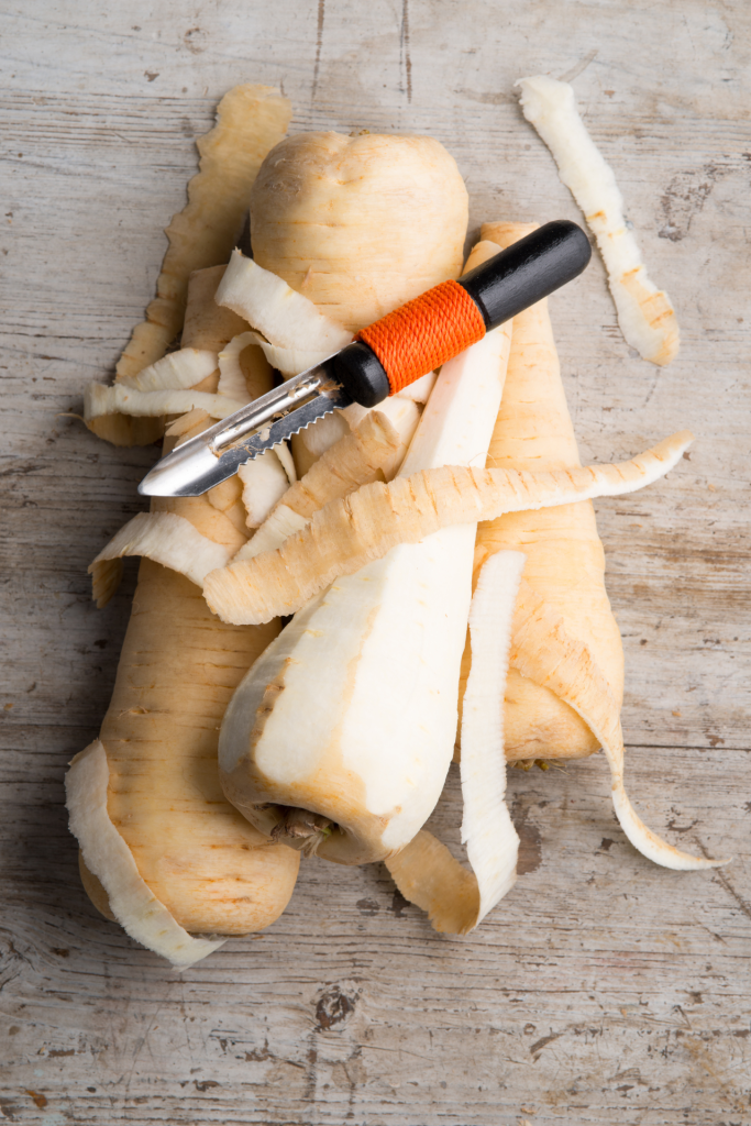 peeled parsnips