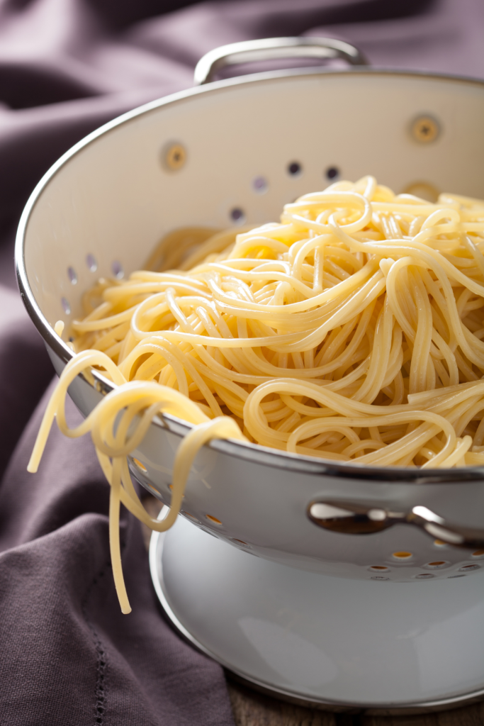 colander with pasta